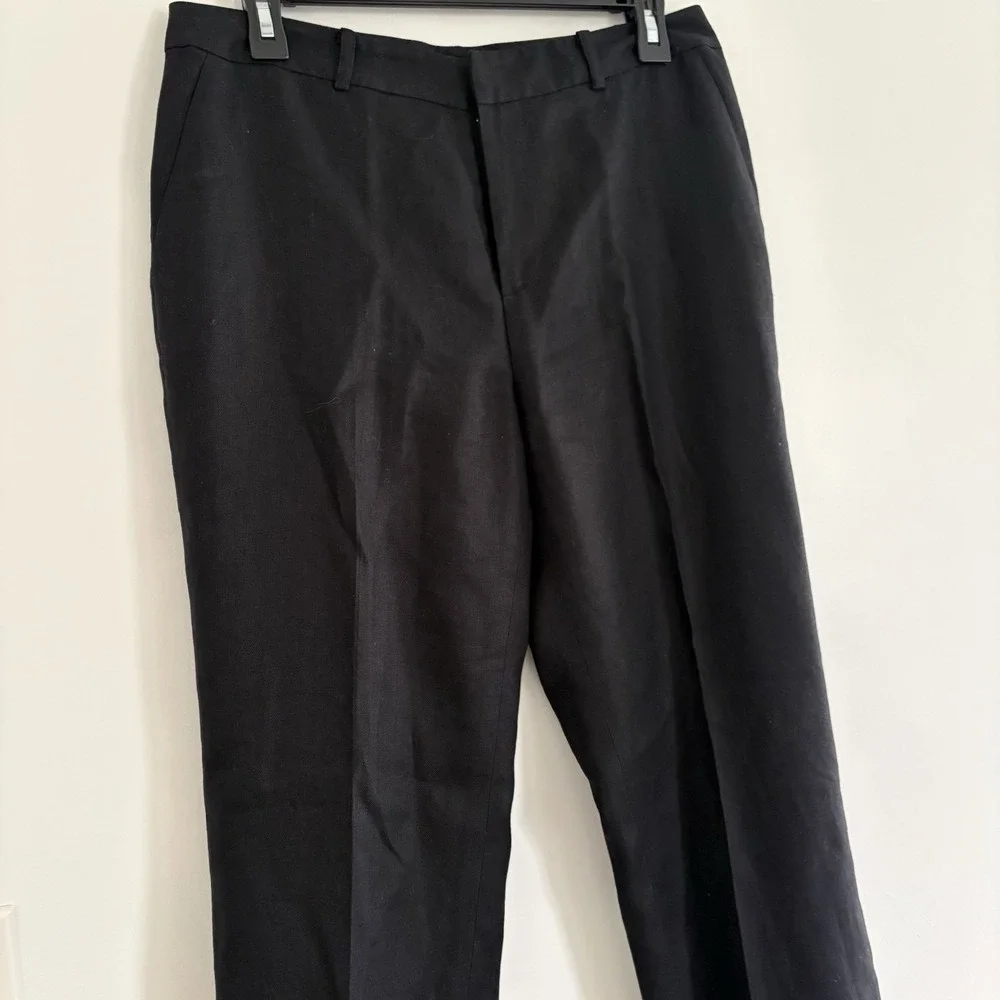 Lauren Ralph Lauren 100% Linen‎ Pants BLACK Lined 10P Minimalist Preppy